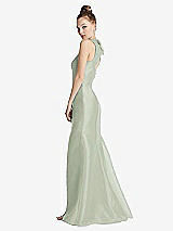 Side View Thumbnail - Celadon Bateau Neck Open-Back Maxi Dress with Bow Detail