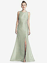 Rear View Thumbnail - Celadon Bateau Neck Open-Back Maxi Dress with Bow Detail