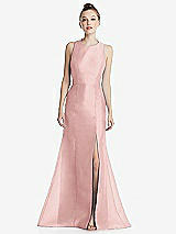 Rear View Thumbnail - Rose Bateau Neck Open-Back Maxi Dress with Bow Detail