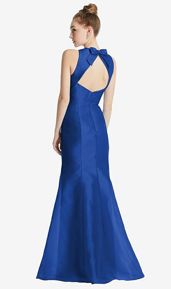 Front View - Sapphire Bateau Neck Open-Back Maxi Dress with Bow Detail