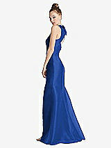 Side View Thumbnail - Sapphire Bateau Neck Open-Back Maxi Dress with Bow Detail