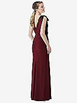 Rear View Thumbnail - Cabernet Bow-Shoulder V-Back Trumpet Gown