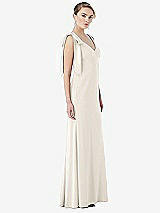 Side View Thumbnail - Ivory Bow-Shoulder V-Back Trumpet Gown