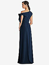 Rear View Thumbnail - Midnight Navy Off-the-Shoulder Tie Detail Maxi Dress with Front Slit