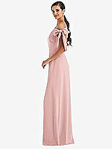 Side View Thumbnail - Rose Off-the-Shoulder Tie Detail Maxi Dress with Front Slit