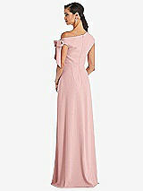 Rear View Thumbnail - Rose Off-the-Shoulder Tie Detail Maxi Dress with Front Slit