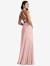 Front View Thumbnail - Rose Stand Collar Halter Maxi Dress with Criss Cross Open-Back