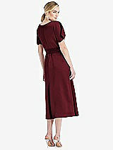 Rear View Thumbnail - Cabernet Cowl-Neck Kimono Sleeve Midi Dress with Bowed Sash