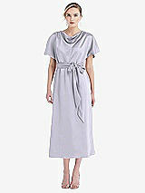 Front View Thumbnail - Silver Dove Cowl-Neck Kimono Sleeve Midi Dress with Bowed Sash