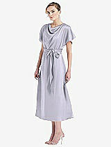 Side View Thumbnail - Silver Dove Cowl-Neck Kimono Sleeve Midi Dress with Bowed Sash
