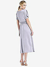Rear View Thumbnail - Silver Dove Cowl-Neck Kimono Sleeve Midi Dress with Bowed Sash