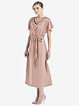 Side View Thumbnail - Toasted Sugar Cowl-Neck Kimono Sleeve Midi Dress with Bowed Sash