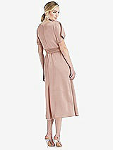 Rear View Thumbnail - Toasted Sugar Cowl-Neck Kimono Sleeve Midi Dress with Bowed Sash