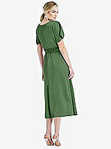 Rear View Thumbnail - Vineyard Green Cowl-Neck Kimono Sleeve Midi Dress with Bowed Sash