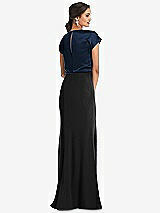 Rear View Thumbnail - Black & Midnight Navy Soft Bow Blouson Bodice Trumpet Gown