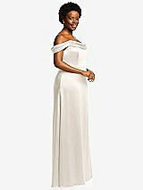 Side View Thumbnail - Ivory Draped Pleat Off-the-Shoulder Maxi Dress