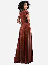 Rear View Thumbnail - Auburn Moon Cowl-Neck Cap Sleeve Velvet Maxi Dress with Pockets