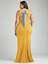 Alt View 3 Thumbnail - NYC Yellow & Mist Cutout Open-Back Halter Maxi Dress with Scarf Tie