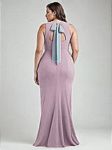 Alt View 3 Thumbnail - Suede Rose & Mist Cutout Open-Back Halter Maxi Dress with Scarf Tie