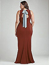 Alt View 3 Thumbnail - Auburn Moon & Mist Cutout Open-Back Halter Maxi Dress with Scarf Tie