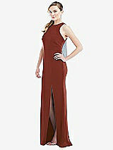 Side View Thumbnail - Auburn Moon & Mist Cutout Open-Back Halter Maxi Dress with Scarf Tie
