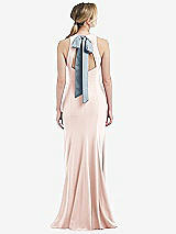 Front View Thumbnail - Blush & Mist Cutout Open-Back Halter Maxi Dress with Scarf Tie