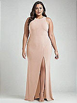Alt View 1 Thumbnail - Cameo & Mist Cutout Open-Back Halter Maxi Dress with Scarf Tie