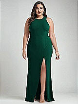 Alt View 1 Thumbnail - Hunter Green & Mist Cutout Open-Back Halter Maxi Dress with Scarf Tie