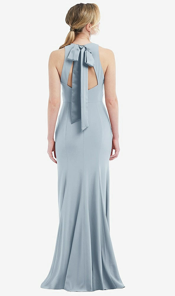 Front View - Mist & Mist Cutout Open-Back Halter Maxi Dress with Scarf Tie