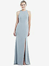 Rear View Thumbnail - Mist & Mist Cutout Open-Back Halter Maxi Dress with Scarf Tie