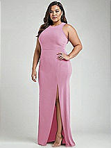 Alt View 2 Thumbnail - Powder Pink & Mist Cutout Open-Back Halter Maxi Dress with Scarf Tie