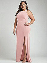 Alt View 2 Thumbnail - Rose & Mist Cutout Open-Back Halter Maxi Dress with Scarf Tie
