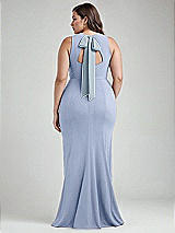 Alt View 3 Thumbnail - Sky Blue & Mist Cutout Open-Back Halter Maxi Dress with Scarf Tie
