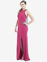 Side View Thumbnail - Tea Rose & Mist Cutout Open-Back Halter Maxi Dress with Scarf Tie