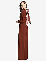 Alt View 1 Thumbnail - Auburn Moon & Desert Rose Bishop Sleeve Open-Back Jumpsuit with Scarf Tie