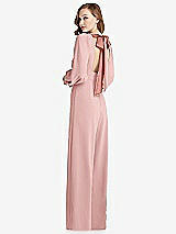 Front View Thumbnail - Rose & Desert Rose Bishop Sleeve Open-Back Jumpsuit with Scarf Tie