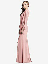 Alt View 2 Thumbnail - Rose Long Puff Sleeve V-Neck Trumpet Gown