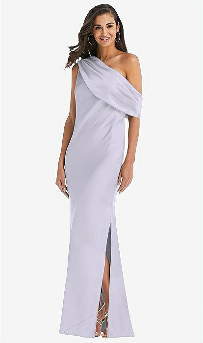 Draped One-shoulder Convertible Maxi Slip Bridesmaid Dress In