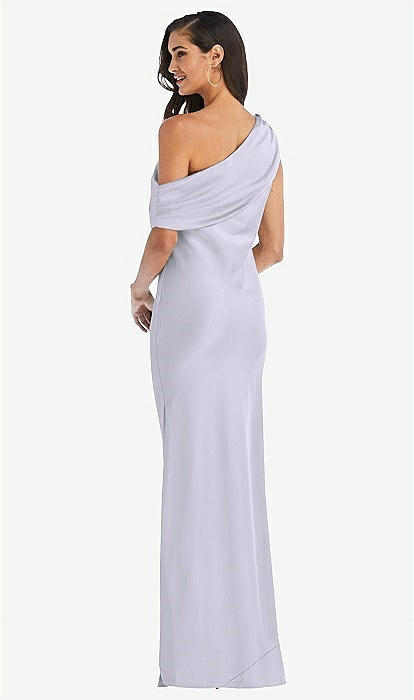 Draped One-shoulder Convertible Maxi Slip Bridesmaid Dress In