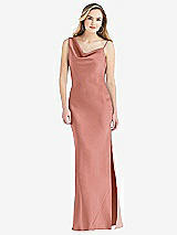 Front View Thumbnail - Desert Rose Asymmetrical One-Shoulder Cowl Maxi Slip Dress