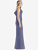 Side View Thumbnail - French Blue Asymmetrical One-Shoulder Cowl Maxi Slip Dress