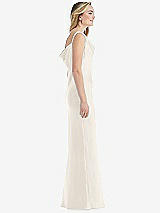 Side View Thumbnail - Ivory Asymmetrical One-Shoulder Cowl Maxi Slip Dress