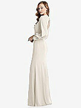 Side View Thumbnail - Ivory Long Puff Sleeve Maxi Dress with Cutout Tie-Back
