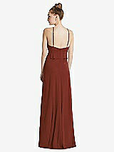 Rear View Thumbnail - Auburn Moon Bias Ruffle Empire Waist Halter Maxi Dress with Adjustable Straps