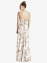Rear View Thumbnail - Blush Garden Bias Ruffle Empire Waist Halter Maxi Dress with Adjustable Straps