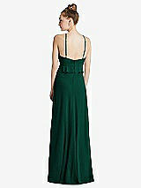 Rear View Thumbnail - Hunter Green Bias Ruffle Empire Waist Halter Maxi Dress with Adjustable Straps