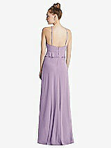 Rear View Thumbnail - Pale Purple Bias Ruffle Empire Waist Halter Maxi Dress with Adjustable Straps