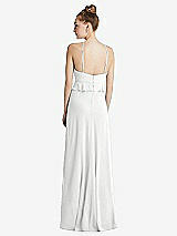 Rear View Thumbnail - White Bias Ruffle Empire Waist Halter Maxi Dress with Adjustable Straps