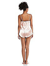 Rear View Thumbnail - Blush Satin Ruffle-Trimmed Lounge Shorts with Pockets - Cali
