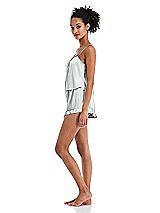 Side View Thumbnail - Sterling Satin Ruffle-Trimmed Lounge Shorts with Pockets - Cali